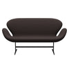 Fritz Hansen Svanesofa 2-personere, Sortlakeret/Steelcut Dark Earth Brown