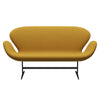 Fritz Hansen Svanesofa 2-personere, Sortlakeret/Steelcut Trio Mustard (Sennep)