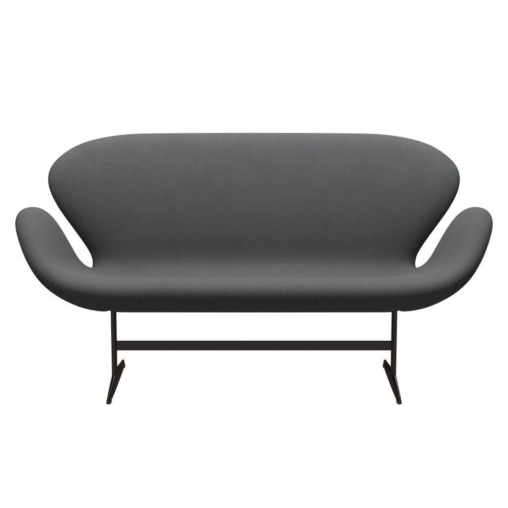 [product_category]-Fritz Hansen Swan Sofa 2 Seater, Brown Bronze/Divina Dark Grey-Fritz Hansen-3321-DIV173-BBBASE-FRI-1