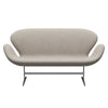 Fritz Hansen Svanesofa 2-personere, Satinpoleret Aluminium/Canvas Beige