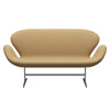 Fritz Hansen Svanesofa 2-personere, Satinpoleret Aluminium/Comfort Beige (00280)