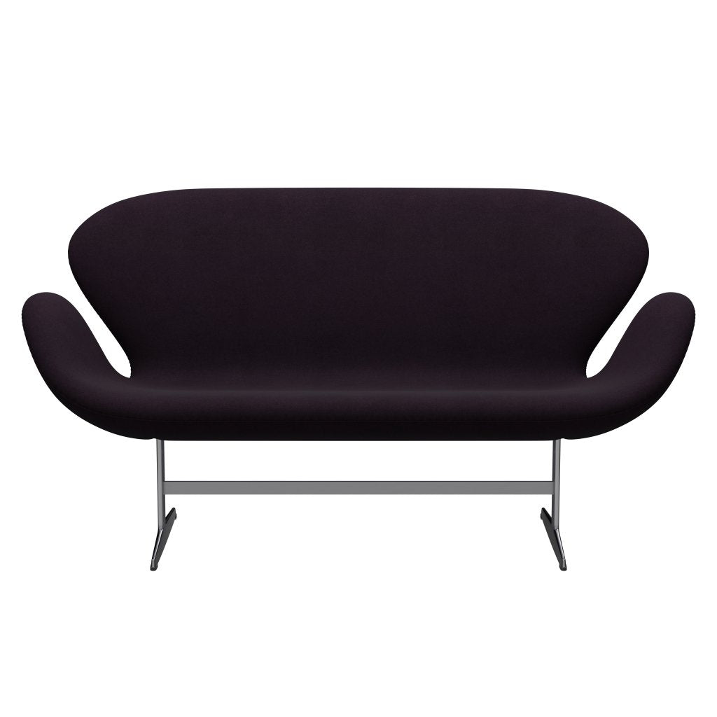 [product_category]-Fritz Hansen Swan Sofa 2 Seater, Satin Brushed Aluminium/Divina Aubergine (376)-Fritz Hansen-3321-DIV376-SPAL-FRI-1