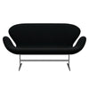 Fritz Hansen Svanesofa 2-Personers, Satinpoleret Aluminium/Divina Sort