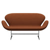 Fritz Hansen Svanesofa 2-Personers, Satinpoleret Aluminium/Divina Brun (346)