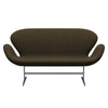 Fritz Hansen Svanesofa 2-Personers, Satinpoleret Aluminium/Divina Brun (984)