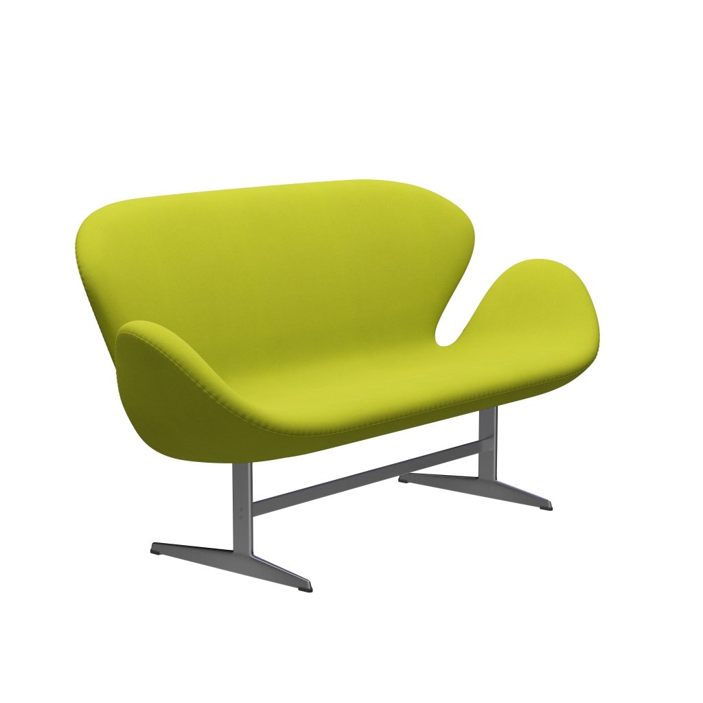 [product_category]-Fritz Hansen Swan Sofa 2 Seater, Satin Brushed Aluminium/Divina Lime-Fritz Hansen-3321-DIV936-SPAL-FRI-2