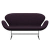 Fritz Hansen Svanesofa 2-Personers, Satinpoleret Aluminium/Divina Md Aubergine