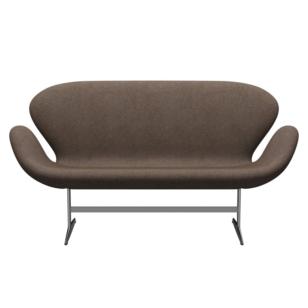 [product_category]-Fritz Hansen Swan Sofa 2 Seater, Satin Brushed Aluminium/Divina Melange Dusty Brown-Fritz Hansen-3321-DIM260-SPAL-FRI-1