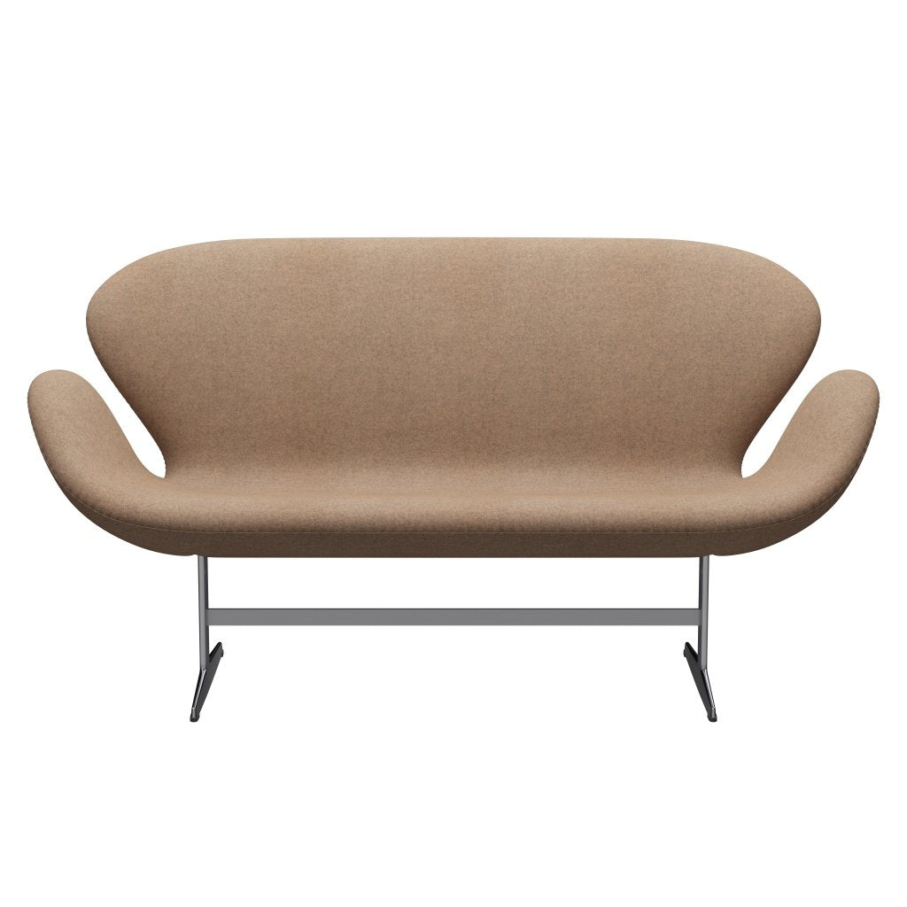 [product_category]-Fritz Hansen Swan Sofa 2 Seater, Satin Brushed Aluminium/Divina Melange Grey Nude-Fritz Hansen-3321-DIM517-SPAL-FRI-1