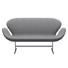 Fritz Hansen Svanesofa 2-Personers, Satinpoleret Aluminium/Divina Melange Stone Grey