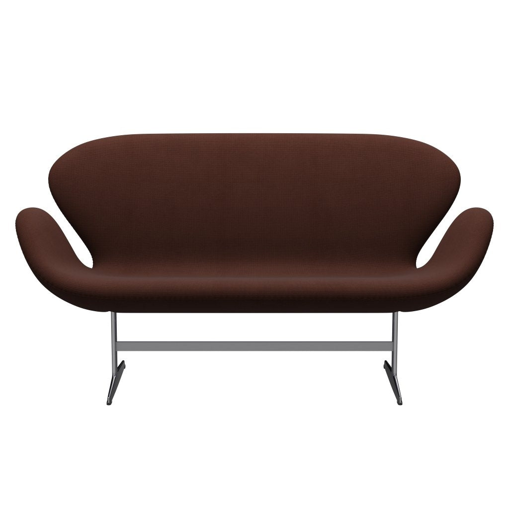 [product_category]-Fritz Hansen Swan Sofa 2 Seater, Satin Brushed Aluminium/Fame Brown (61047)-Fritz Hansen-3321-F61047-SPAL-FRI-1