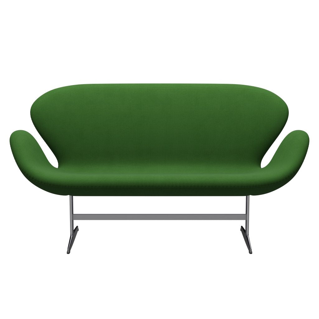 [product_category]-Fritz Hansen Swan Sofa 2 Seater, Satin Brushed Aluminium/Fame Grass Green-Fritz Hansen-3321-F68146-SPAL-FRI-1