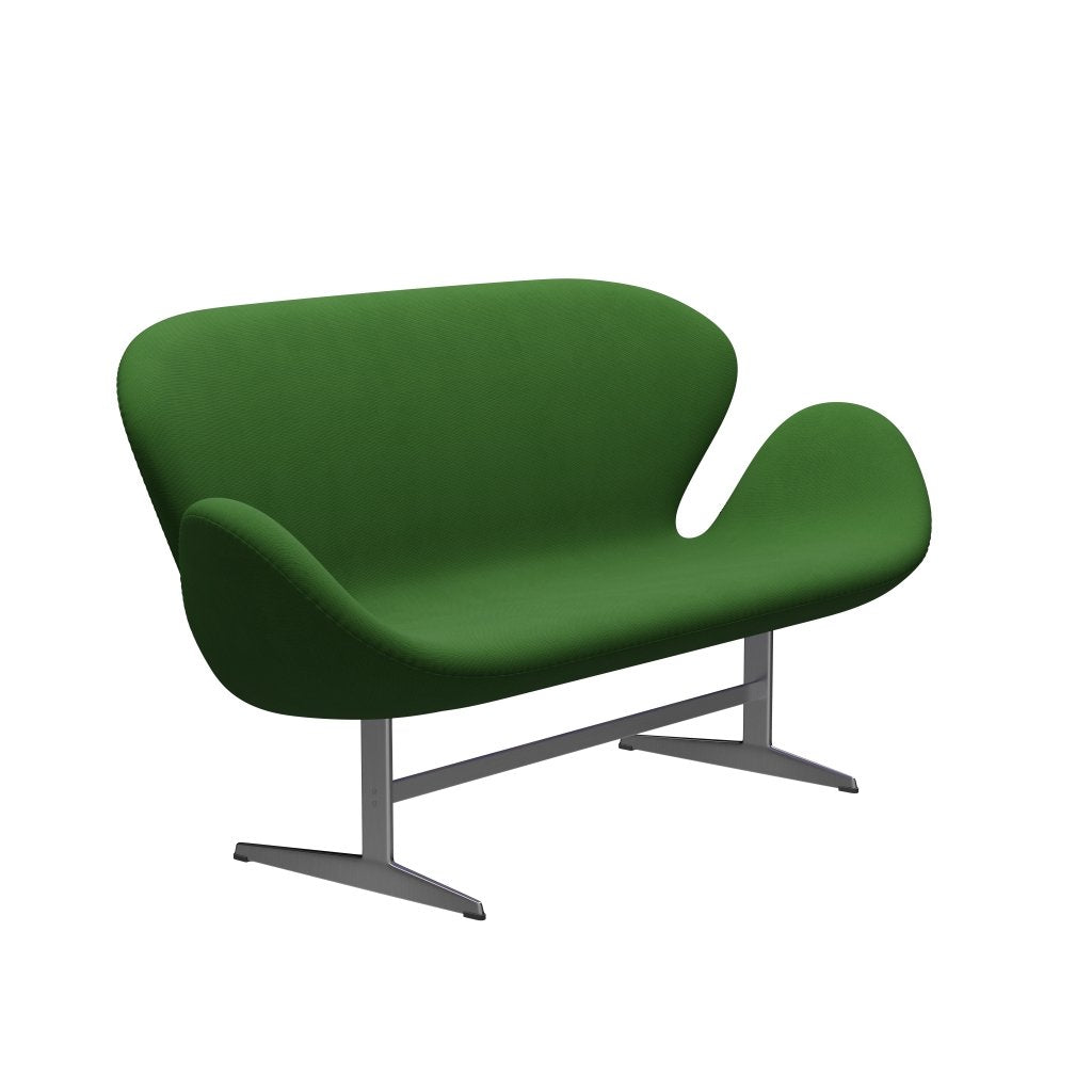 [product_category]-Fritz Hansen Swan Sofa 2 Seater, Satin Brushed Aluminium/Fame Grass Green-Fritz Hansen-3321-F68146-SPAL-FRI-2