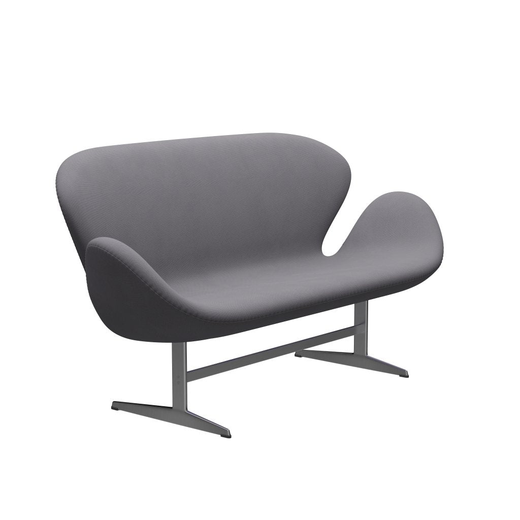 [product_category]-Fritz Hansen Swan Sofa 2 Seater, Satin Brushed Aluminium/Fame Grey (60078)-Fritz Hansen-3321-F60078-SPAL-FRI-2