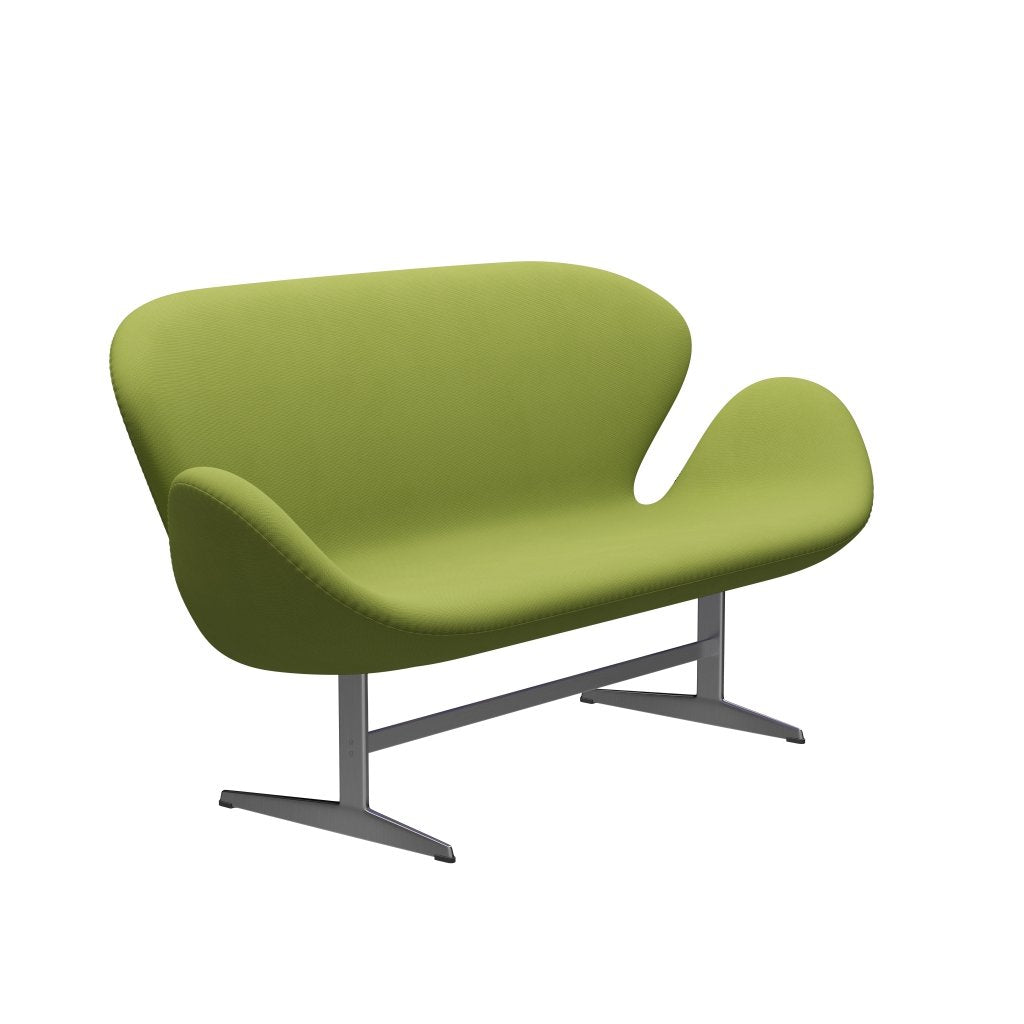 [product_category]-Fritz Hansen Swan Sofa 2 Seater, Satin Brushed Aluminium/Fame Light Grass Green-Fritz Hansen-3321-F68145-SPAL-FRI-2