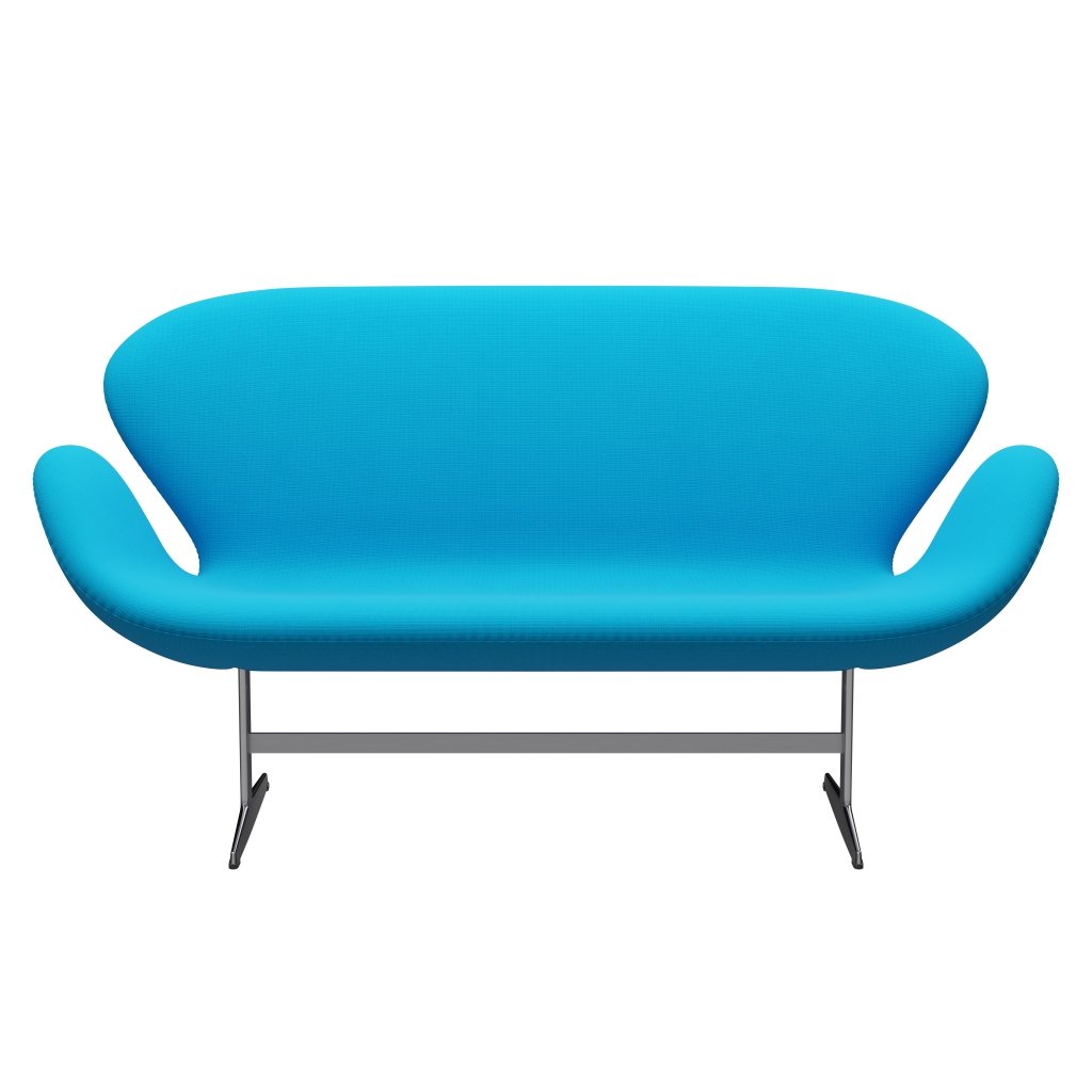 [product_category]-Fritz Hansen Swan Sofa 2 Seater, Satin Brushed Aluminium/Fame Warm Turquoise-Fritz Hansen-3321-F66133-SPAL-FRI-1