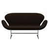 Fritz Hansen Svanesofa 2-personere, Satinpoleret Aluminium/Hallingdal Sort/Brun