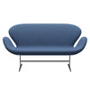 Fritz Hansen Svanesofa 2-personere, Satinpoleret Aluminium/Re-Wool Blue/Natural