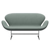 Fritz Hansen Svanesofa 2-personere, Satinpoleret Aluminium/Re-Wool Light Aqua/Natural