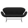 Fritz Hansen Svanesofa 2-personere, Satinpoleret Aluminium/Steelcut Sort