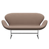 Fritz Hansen Svanesofa 2-Personers, Satinpoleret Aluminium/Steelcut Trio Warm Sand