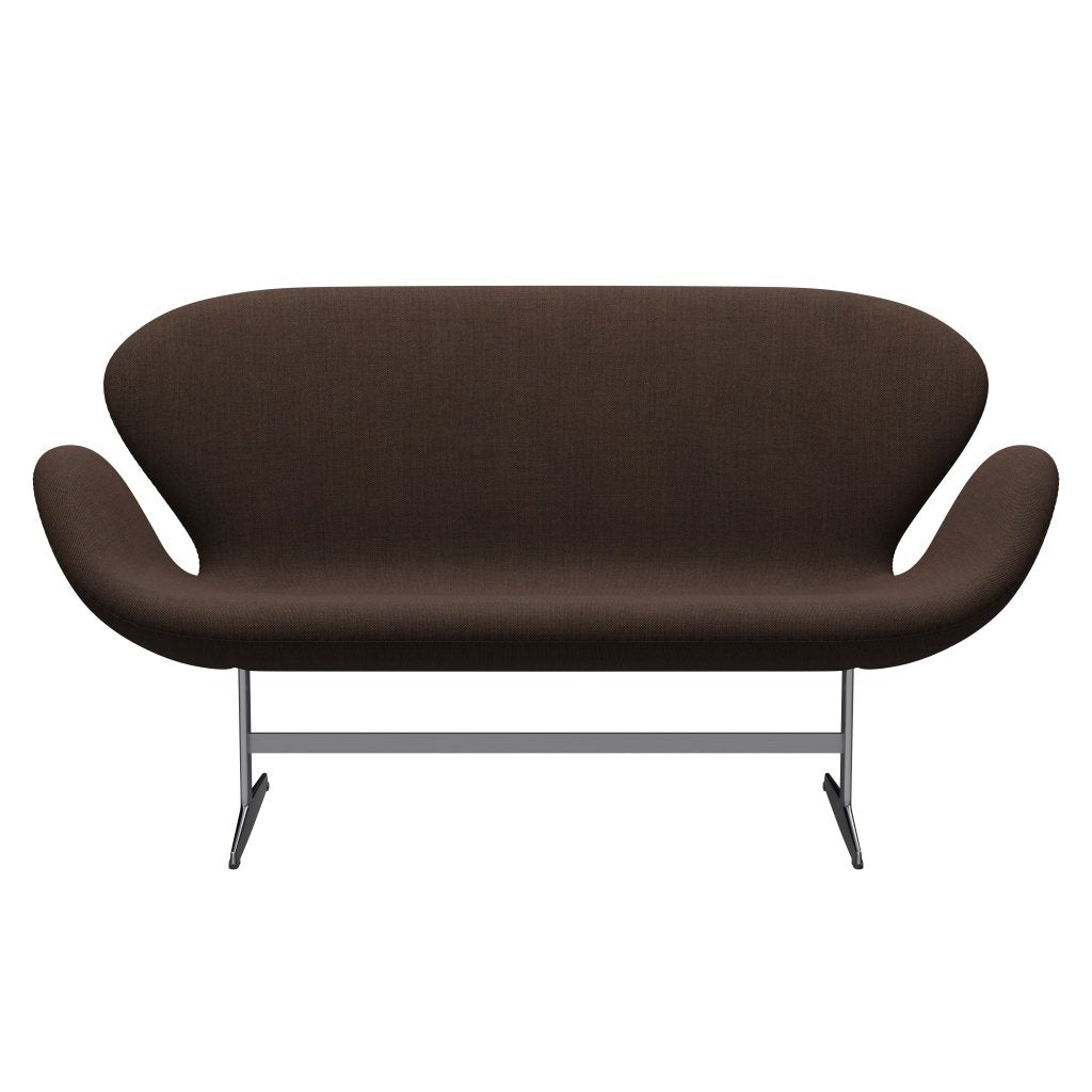 [product_category]-Fritz Hansen Swan Sofa 2 Seater, Satin Brushed Aluminium/Sunniva Black/Chestnut-Fritz Hansen-3321-SV373-SPAL-FRI-1