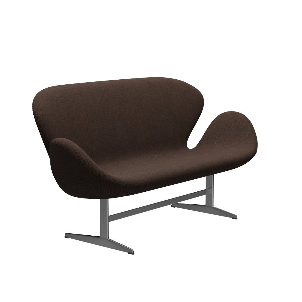 [product_category]-Fritz Hansen Swan Sofa 2 Seater, Satin Brushed Aluminium/Sunniva Black/Chestnut-Fritz Hansen-3321-SV373-SPAL-FRI-2