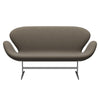 Fritz Hansen Svanesofa 2-Personers, Satinpoleret Aluminium/Sunniva Chocolate/Light Grey