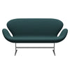 Fritz Hansen Svanesofa 2-Personers, Satinpoleret Aluminium/Sunniva Green/Grey