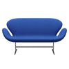 Fritz Hansen Svanesofa 2-personere, Satinpoleret Aluminium/Tonus Lavendel Blue