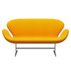 Fritz Hansen Svanesofa 2-Personers, Satinpoleret Aluminium/Tonus Yellow Orange