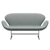 Fritz Hansen Svanesofa 2-personere, Satinpoleret Aluminium/Re-Wool Pale Aqua/Natural