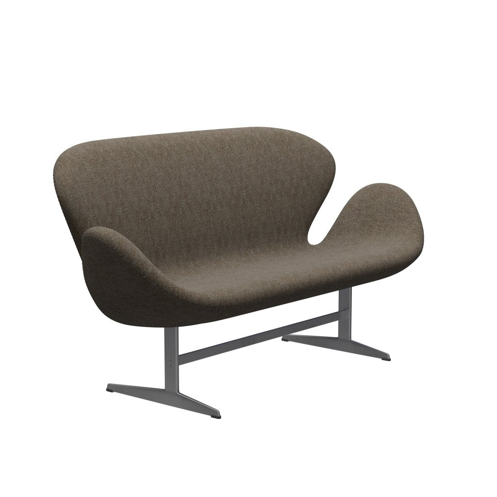 [product_category]-Fritz Hansen Swan Sofa 2 Seater, Silver Grey/Hallingdal Brown/Grey-Fritz Hansen-3321-HAL270-SGBASE-FRI-2