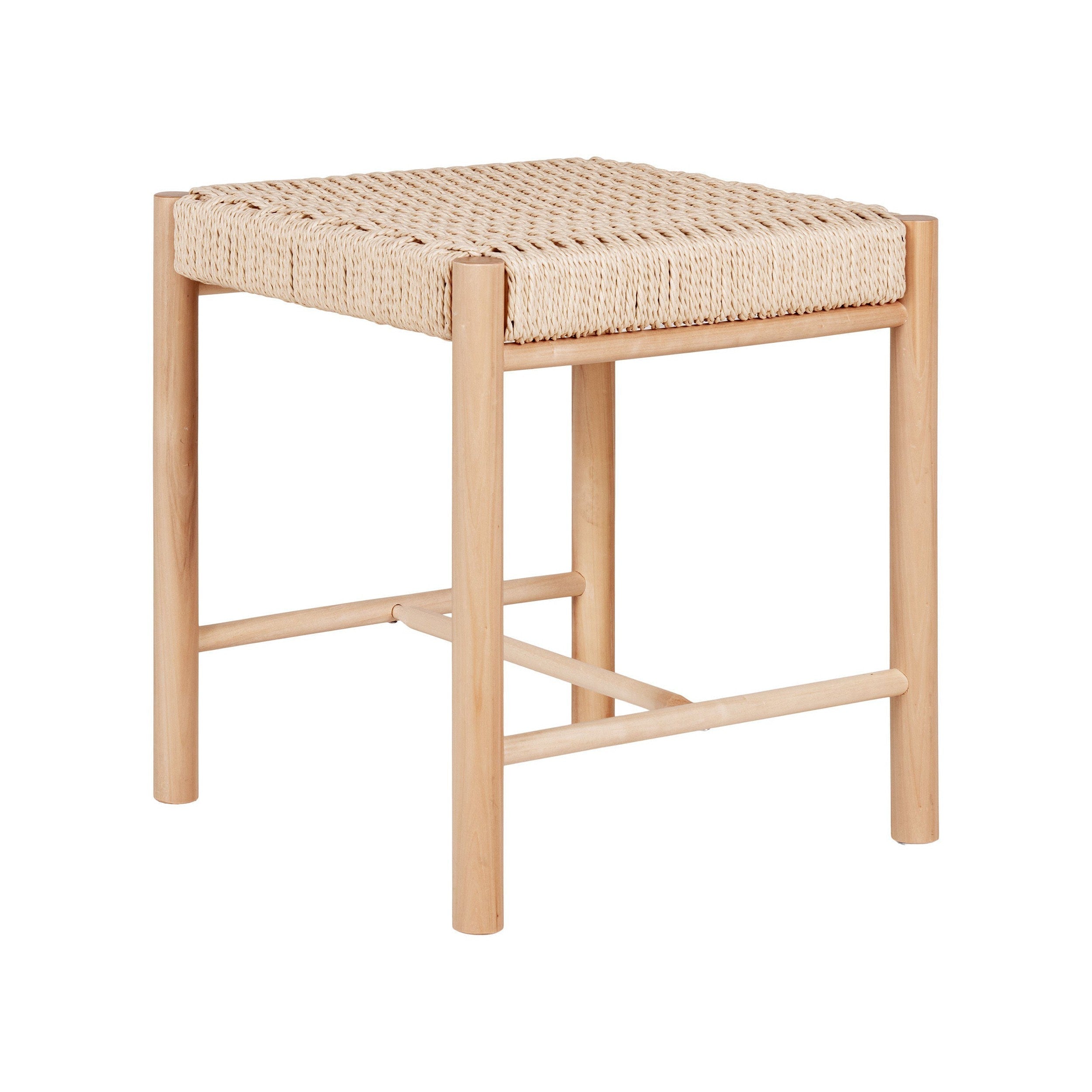 House Nordic Abano Stool In Poplar With Natural Wicker Seat, Natural