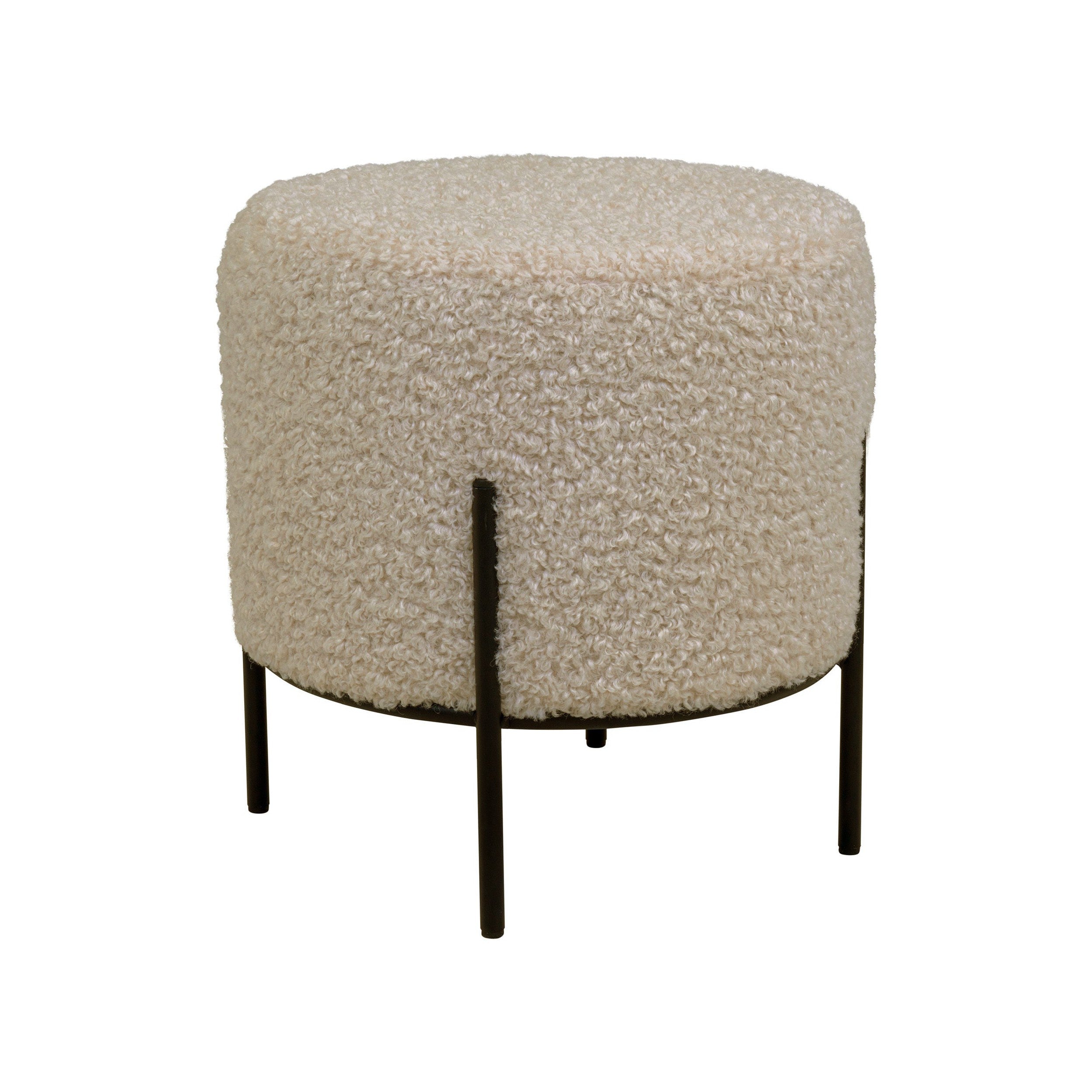 House Nordic Alford Pouf In Artificial Lambskin, Grey Brown With Black Legs, 35,5x37 Cm, Hn1091