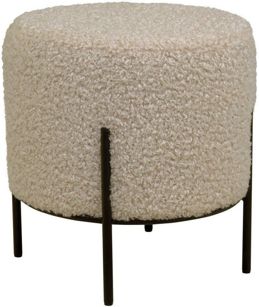 House Nordic Alford Pouf In Artificial Lambskin, Grey Brown With Black Legs, 35,5x37 Cm, Hn1091