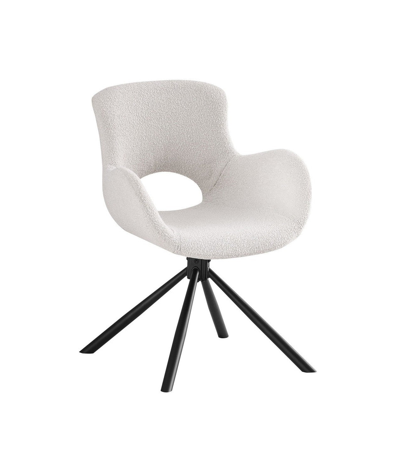 House Nordic Amorim Dining Chair, Swivel, Bouclé, Off White, Hn1273