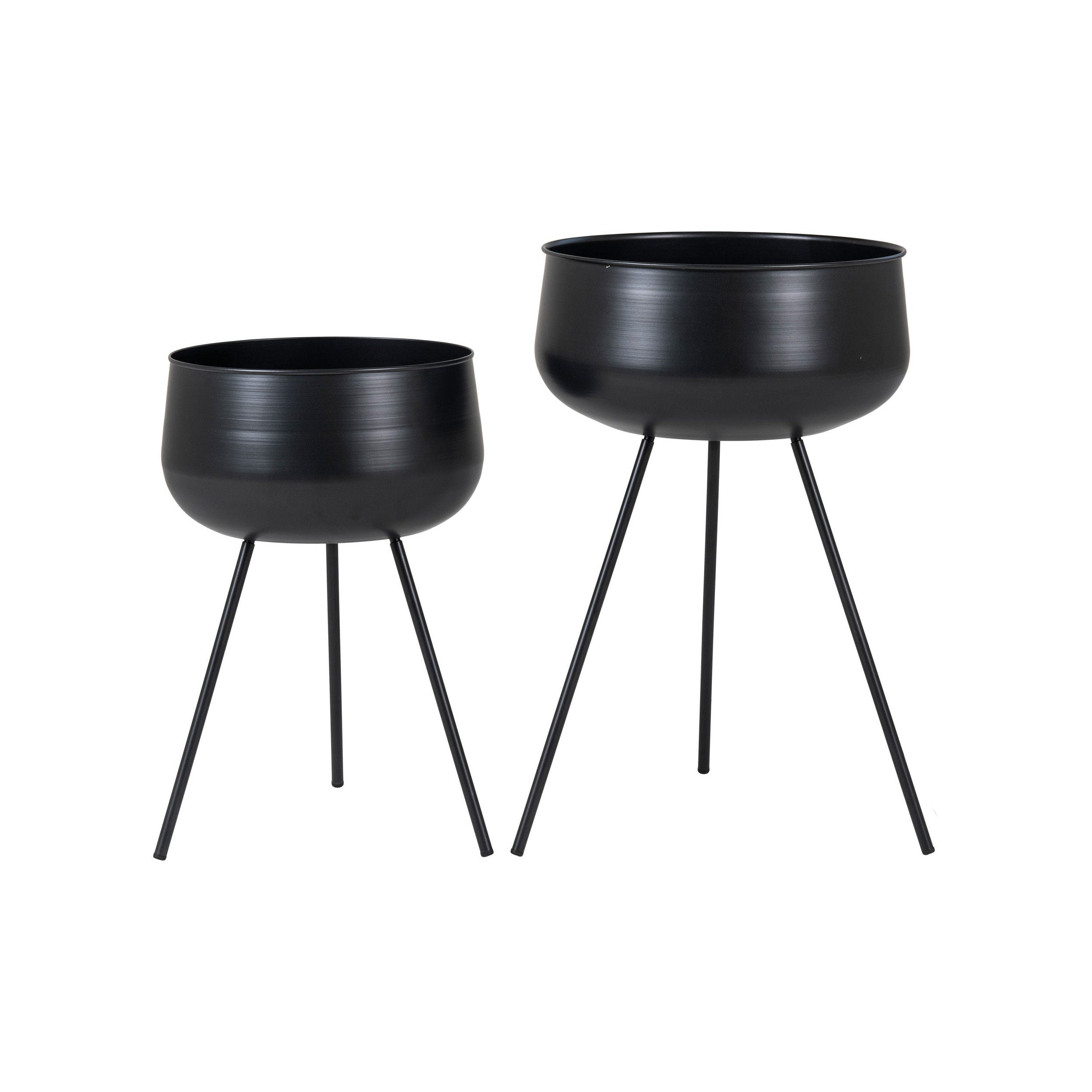 House Nordic Ardola Flowerpots, Steel, Black, Set Of 2