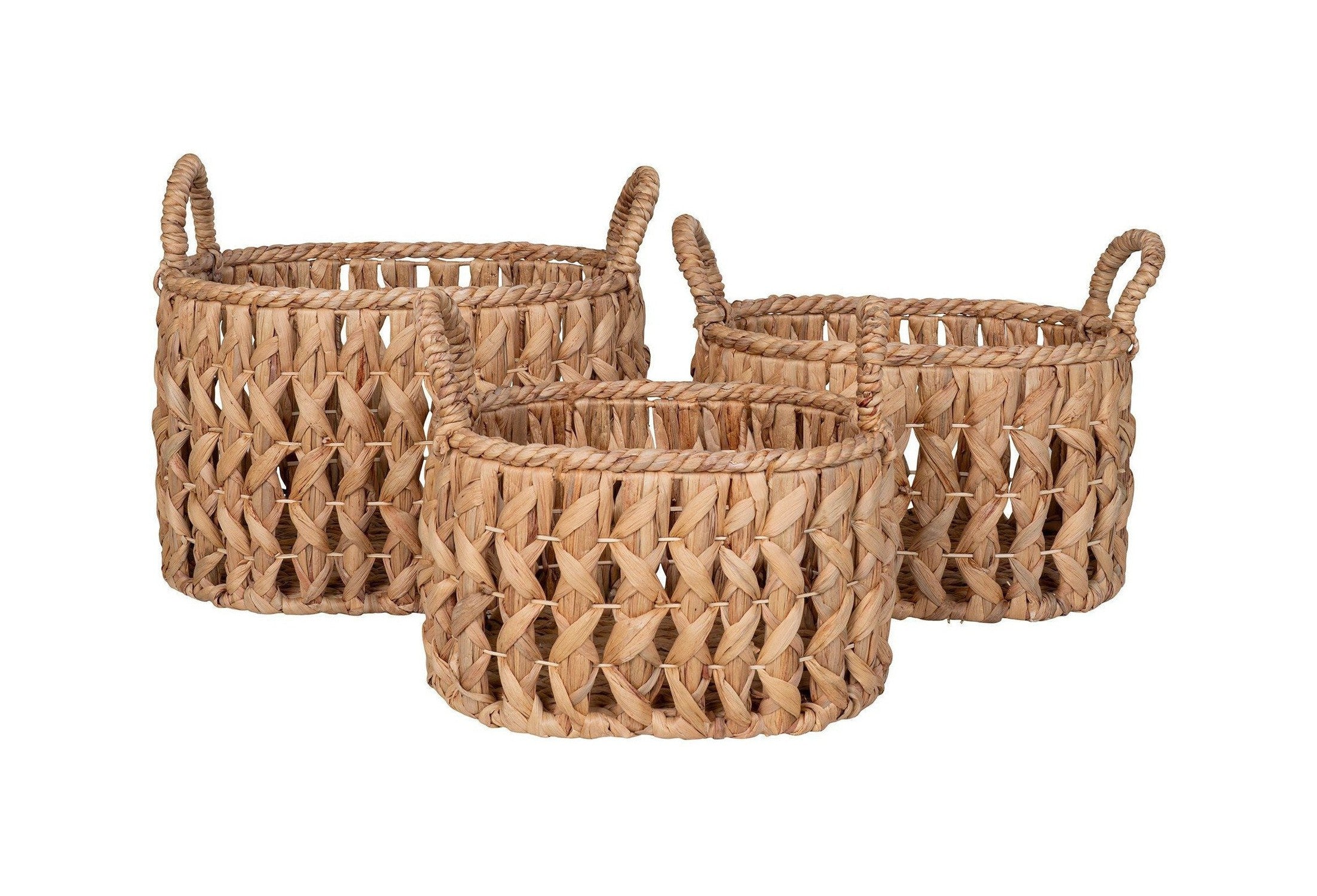 House Nordic Balerma Baskets, Water Hyacinth, Natural, Set Of 3