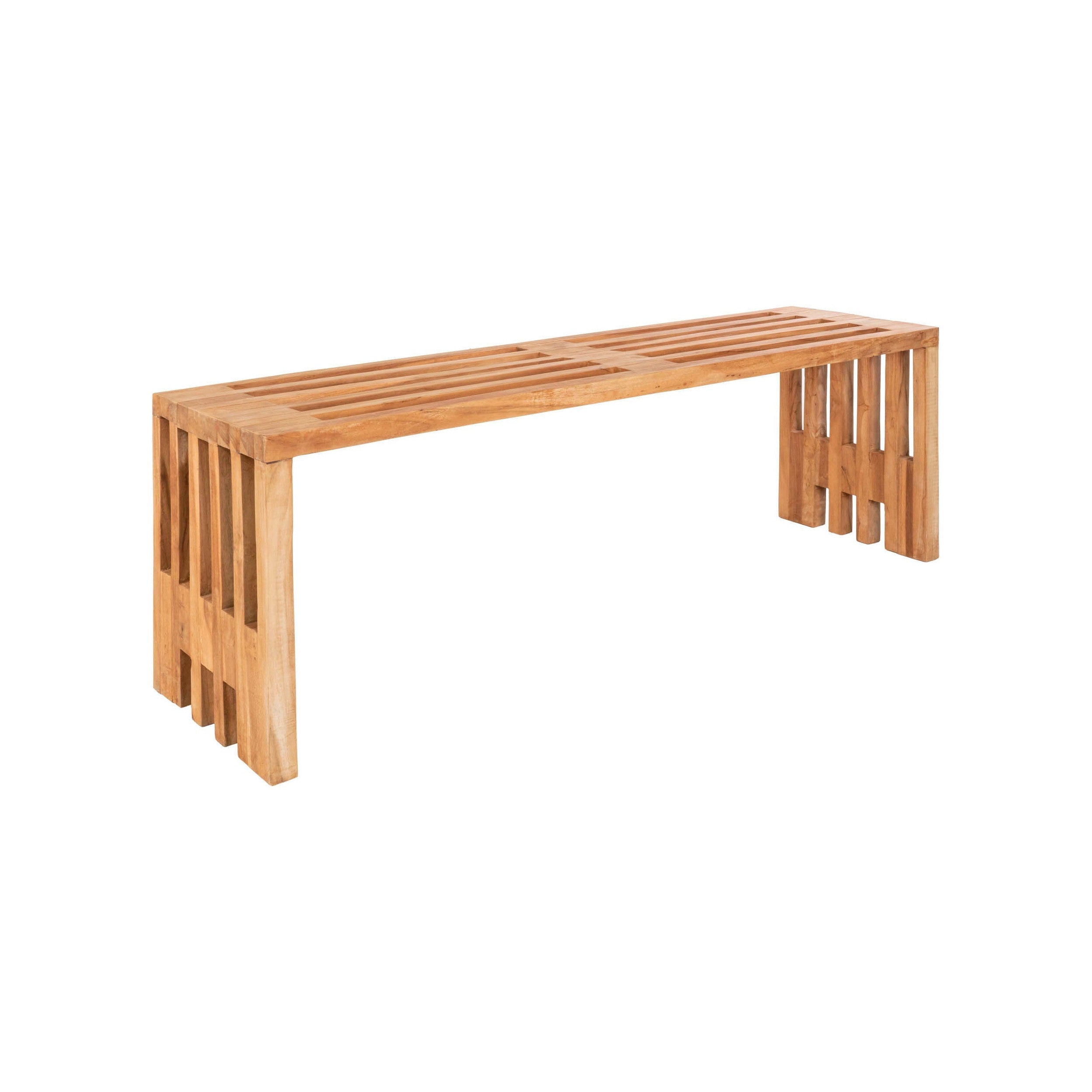 House Nordic Benidorm Bench In Teak Wood, Nature, 140x35x48 Cm