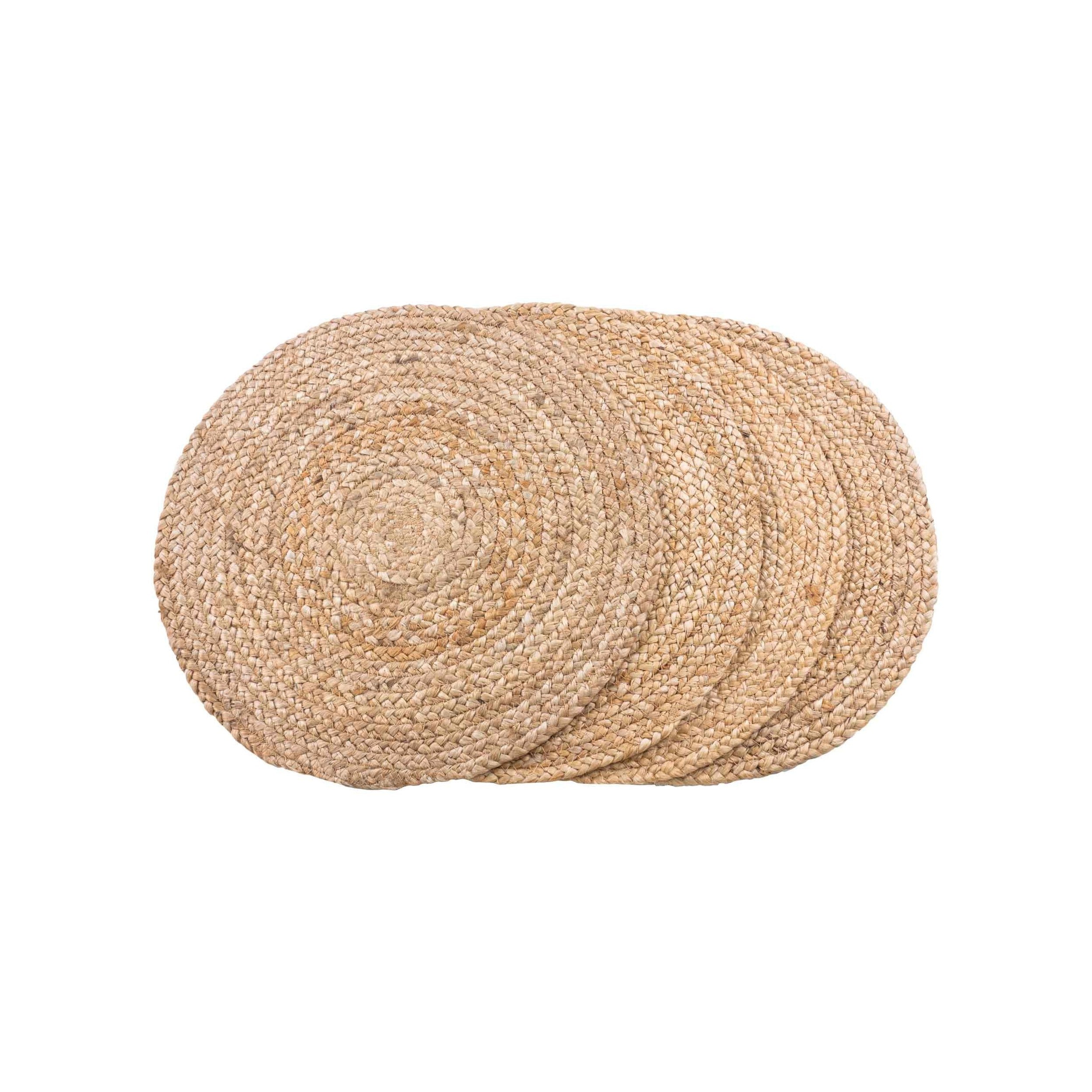 House Nordic Bombay Placemat, Braided Jute, Nature, ø38 Cm, Set Of 4