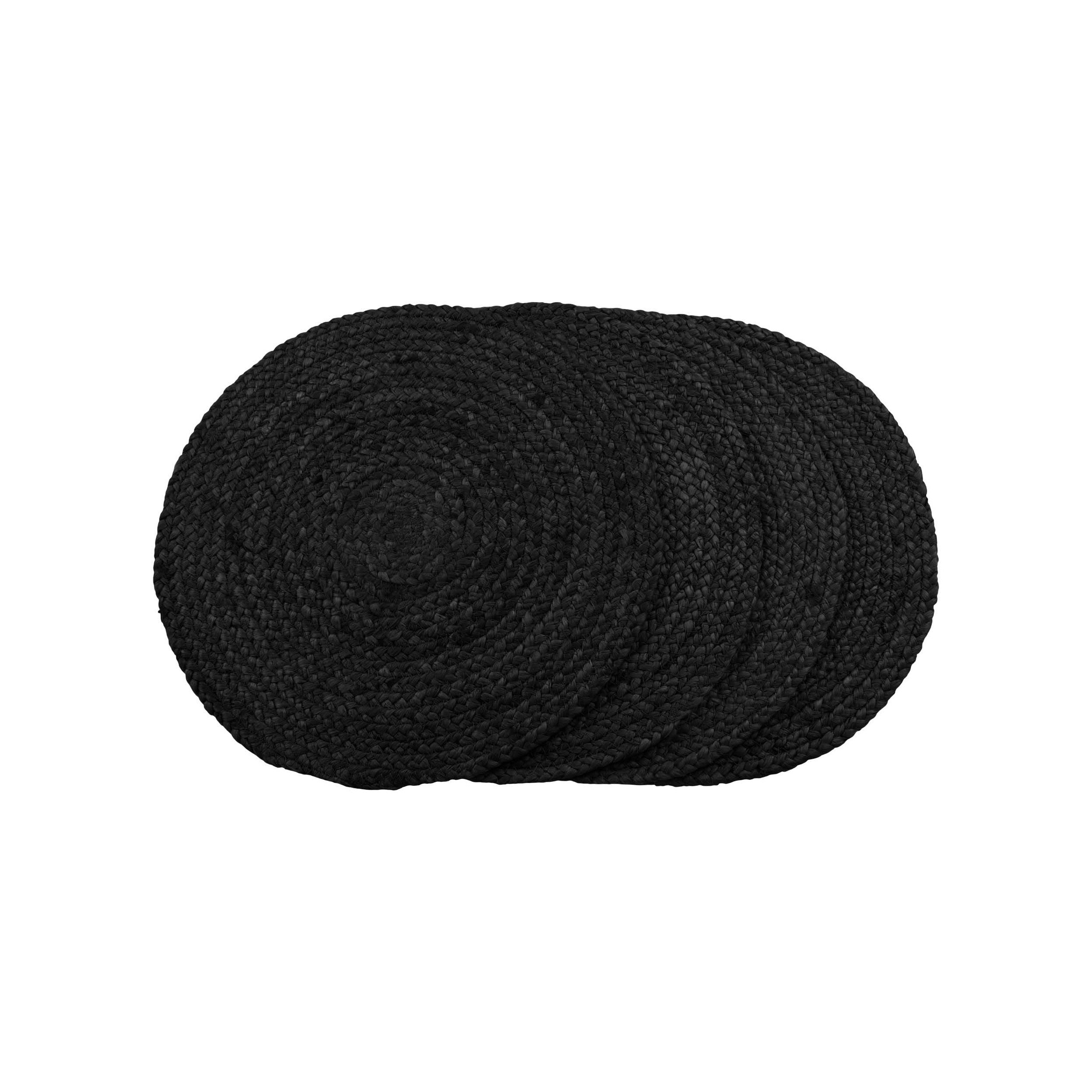 House Nordic Bombay Placemat, Braided Jute, Dark Grey, ø38 Cm, Set Of 4