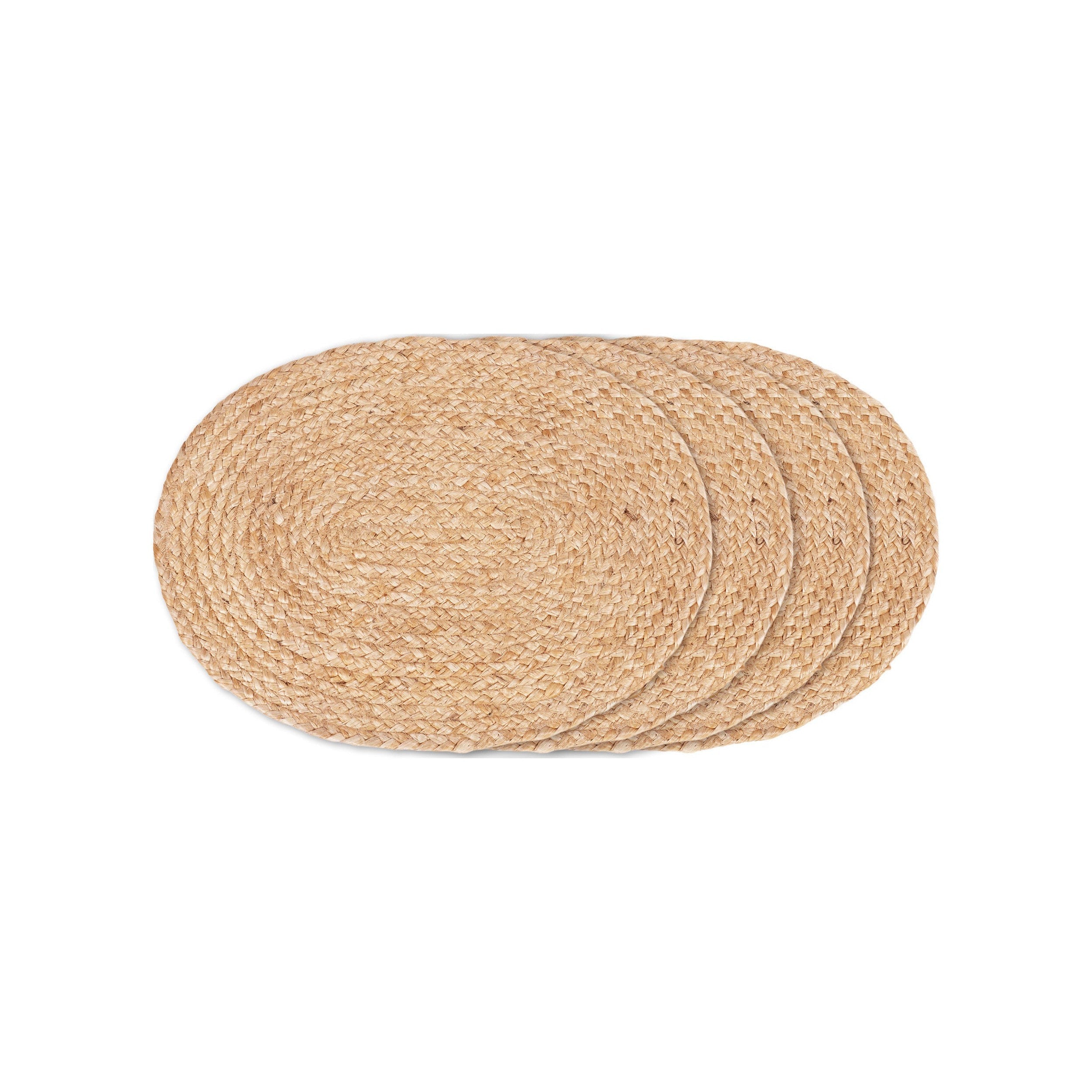 House Nordic Bombay Placemat, Braided Jute, Nature, Oval, 35x45 Cm, Set Of 4