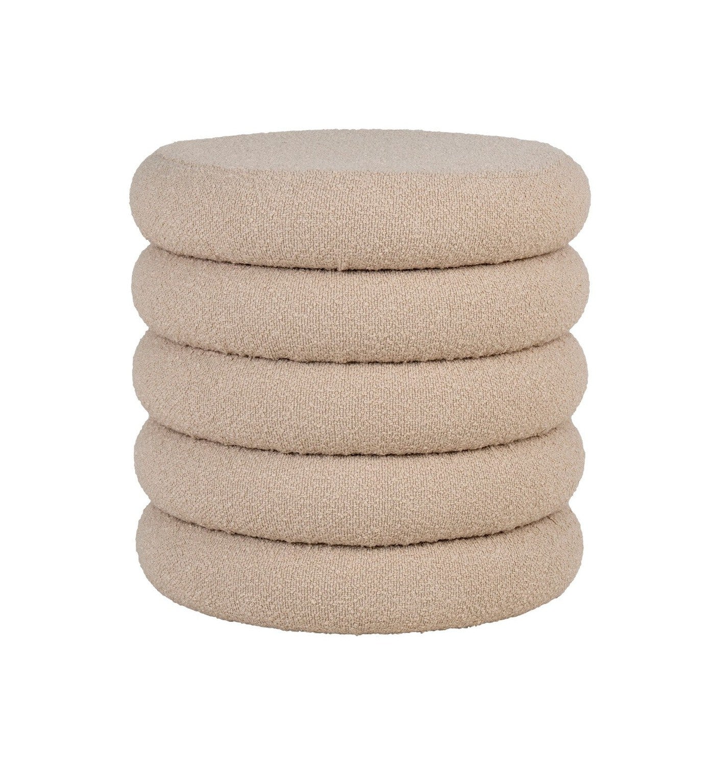 House Nordic Brooklyn Pouf With Storage, Bouclé, Beige, ø44x44 Cm, Hn1242