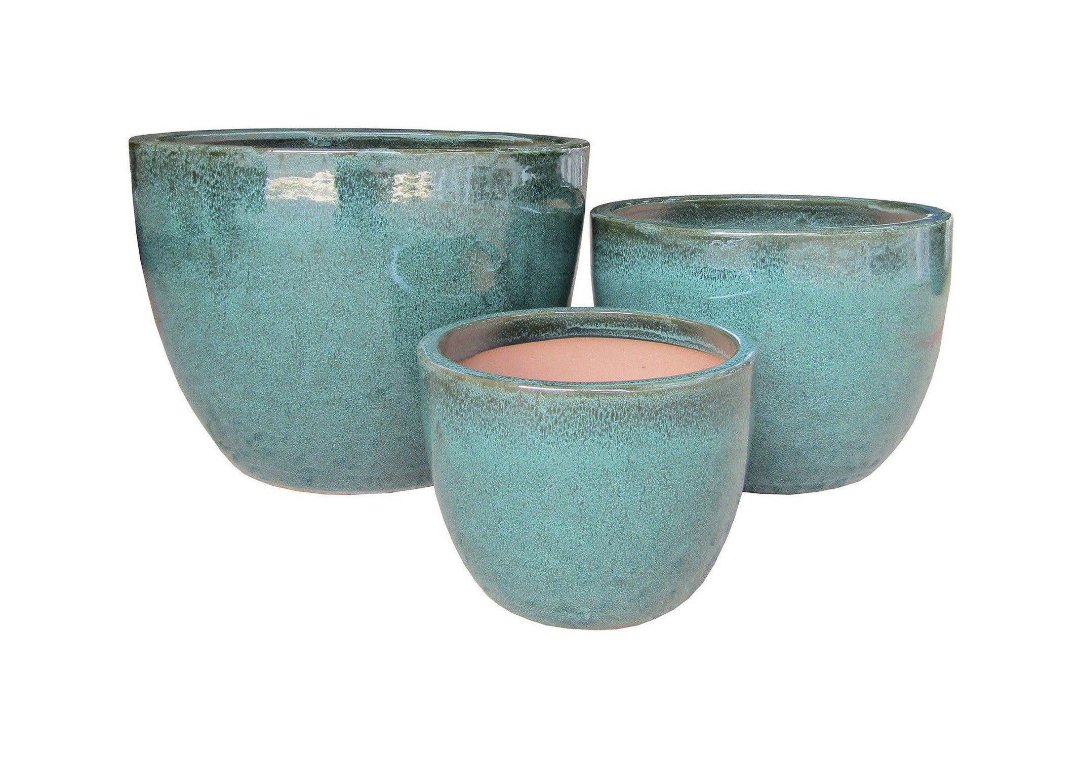 House Nordic Burnley Pots, Glazed Ceramics, Green, Set Of 3