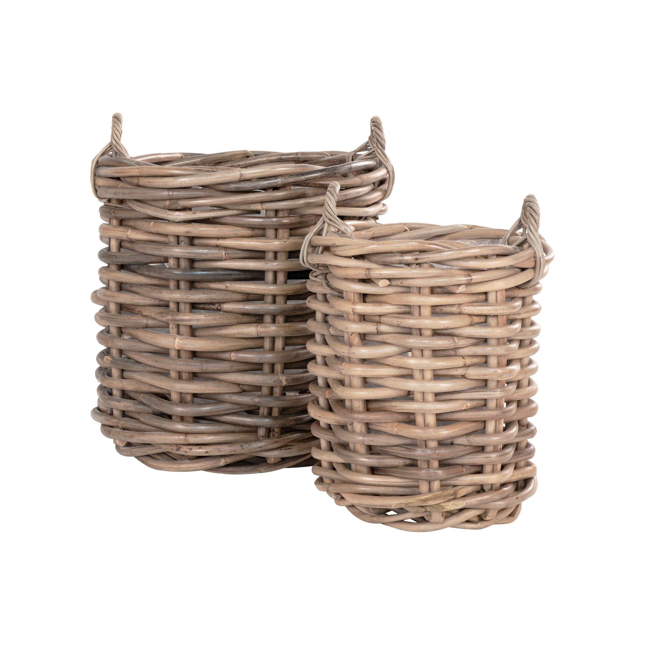 House Nordic Burton Baskets, Kubu Rattan, Natural, Set Of 2