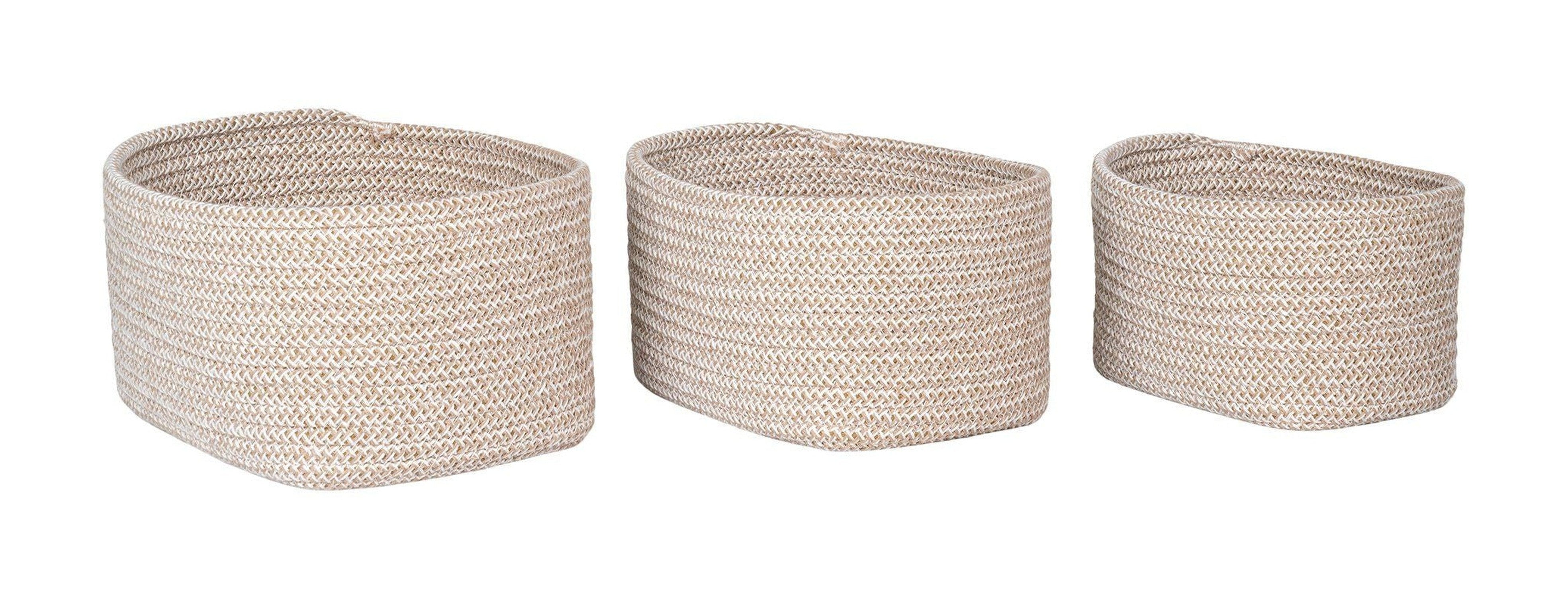 House Nordic Cadima Baskets, Cotton, Beige, Set Of 3