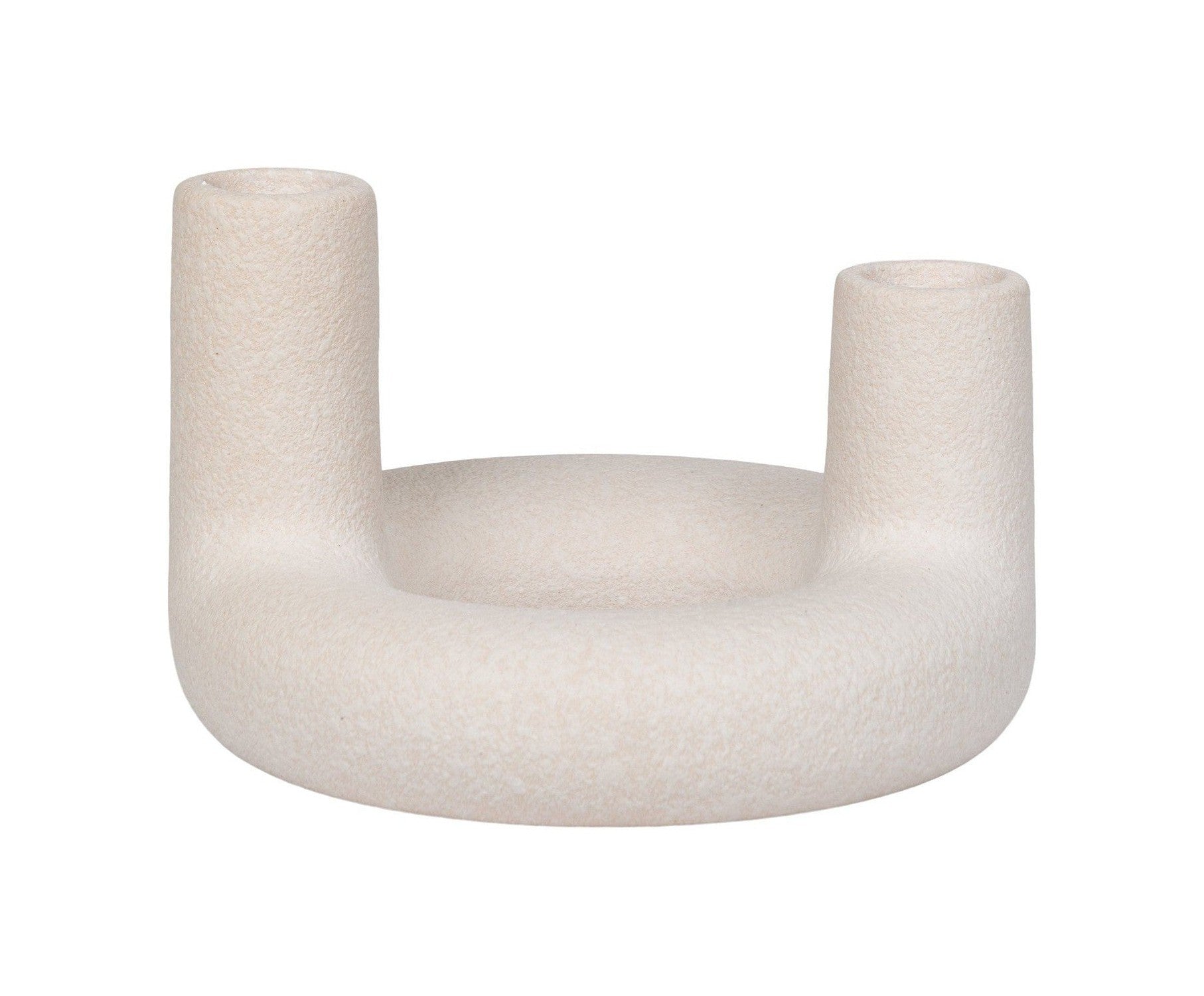 House Nordic Candle Holder, Ceramic, Beige, ø13x8,5 Cm