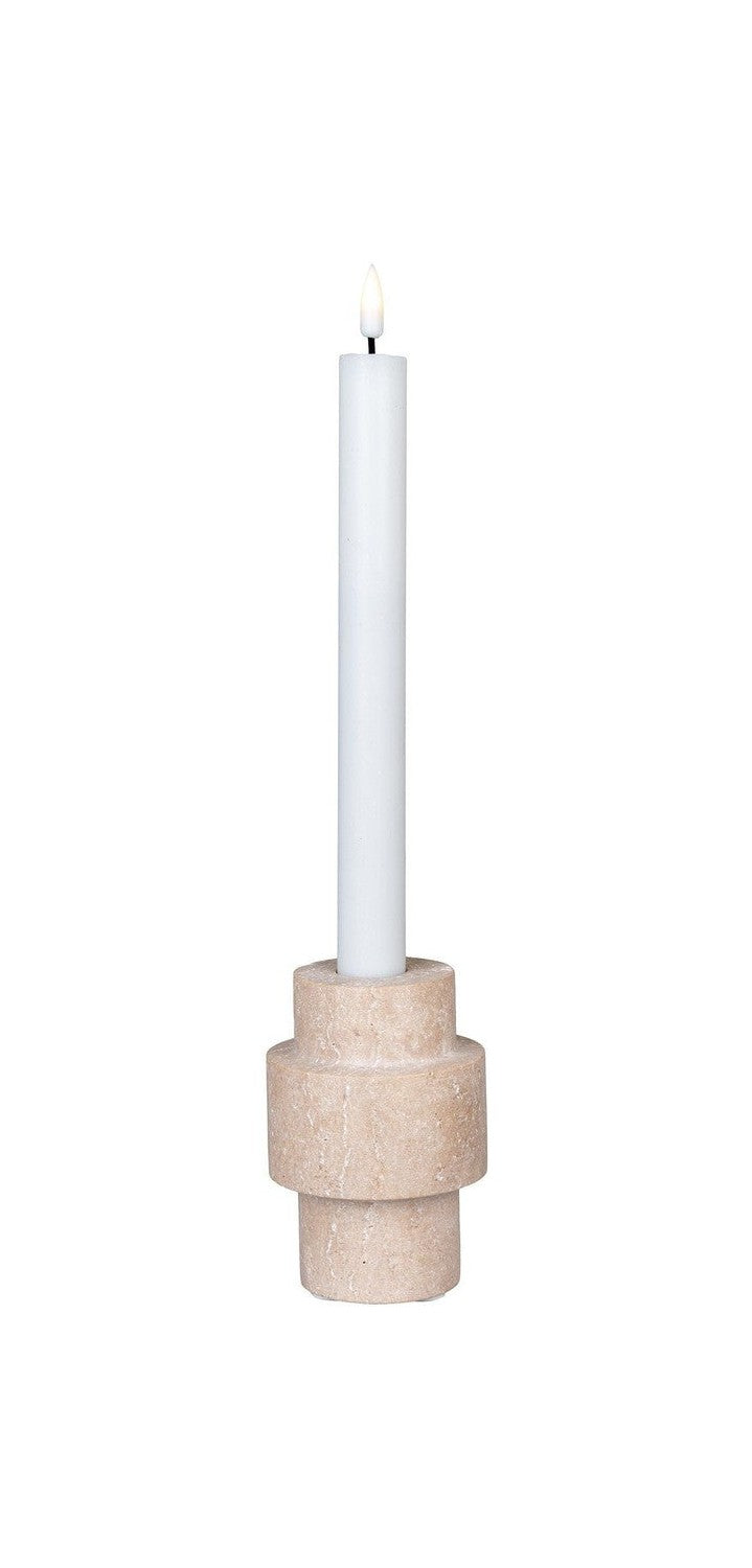 House Nordic Candle Holder, Travertine, Natural, ø7x10 Cm