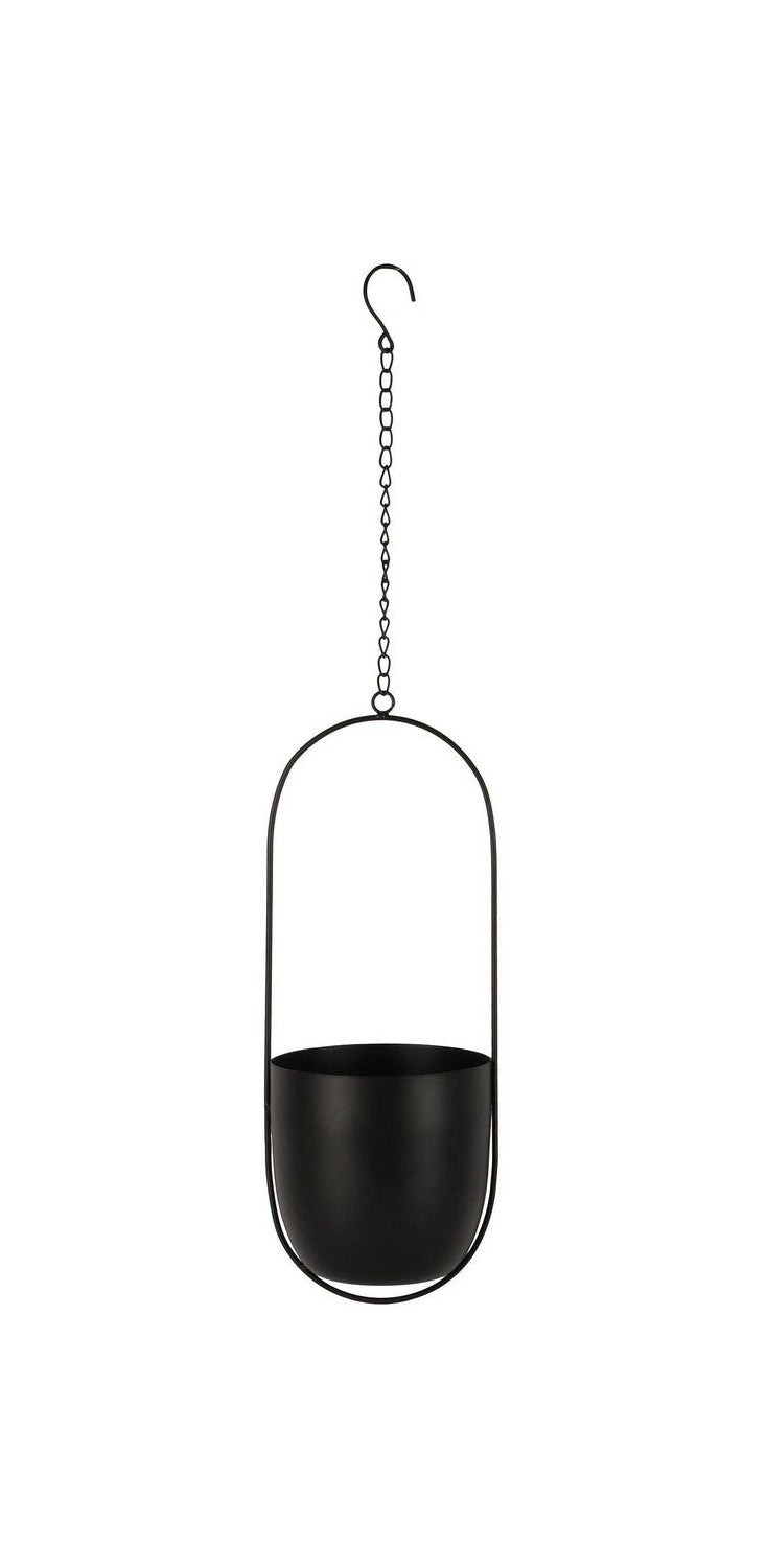 House Nordic Celle Hanging Flowerpot, Metal, Black, 15,5x14,5x37,5 Cm